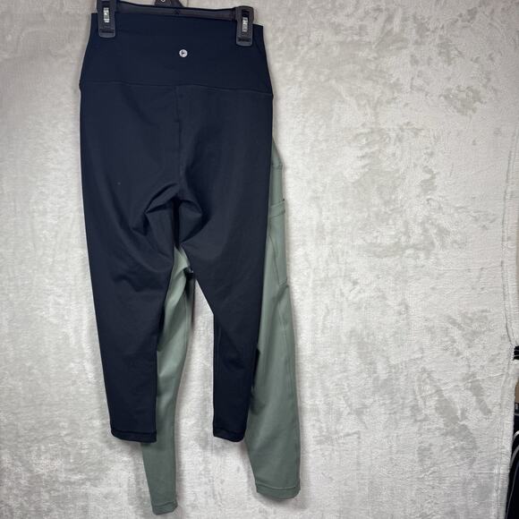 90 Degree By Reflex NEW Crop Tight Leggings Women S Green Black Pocket 2 PC Set - Picture 2 of 9